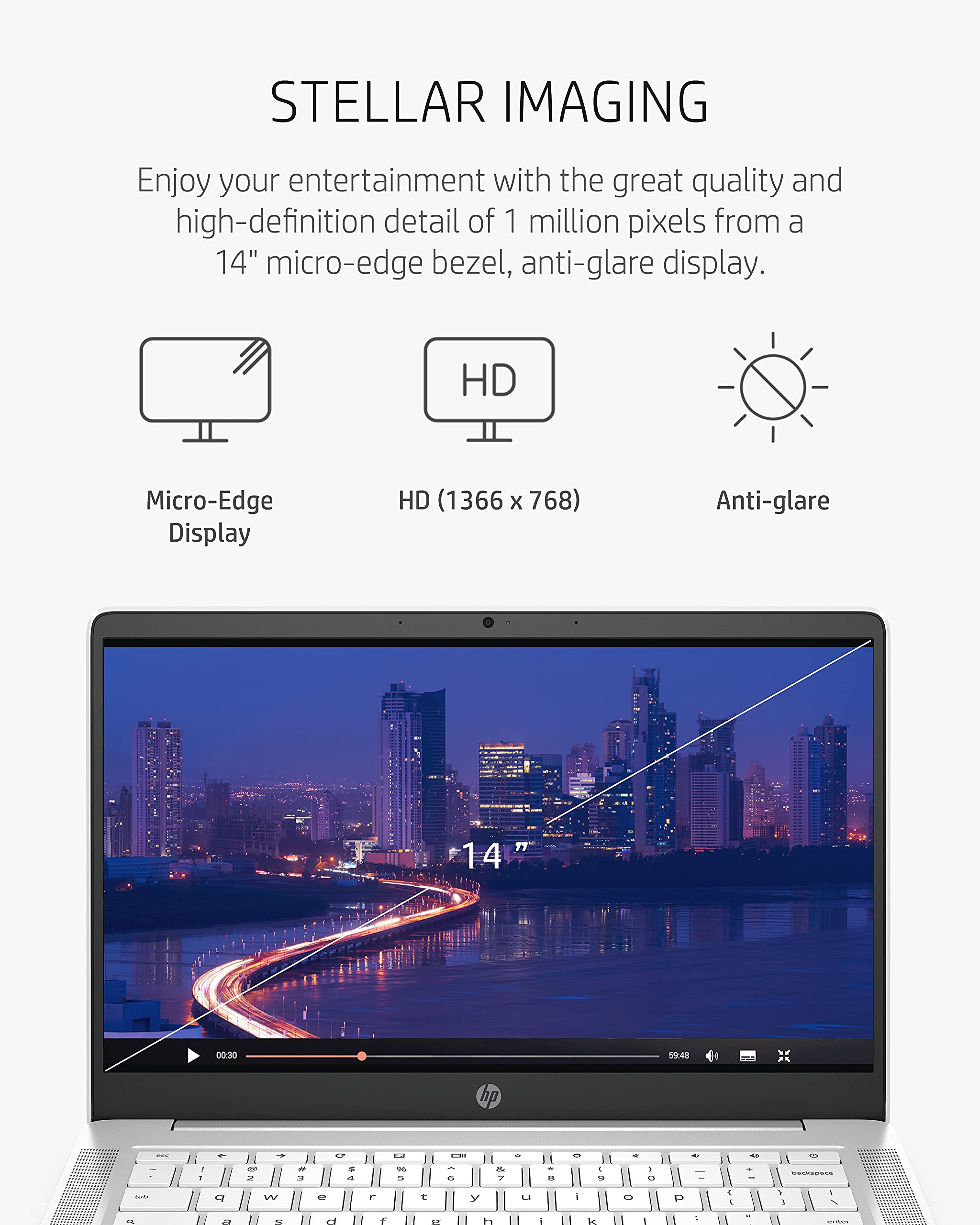 HP Chromebook 14 Portátil, Intel Celeron N4000 Processador, 4 GB